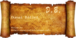 Dunai Bálint névjegykártya